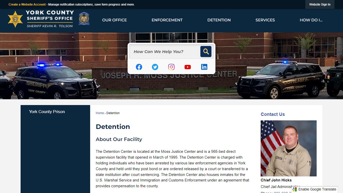 Detention | York County Sheriffs, SC